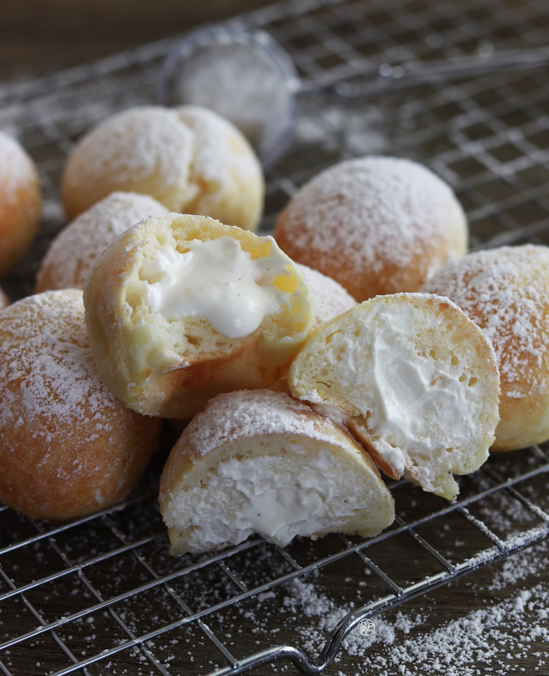 Mini brioches à la crème ou flocons de neige sans gluten - La Cassata Celiaca