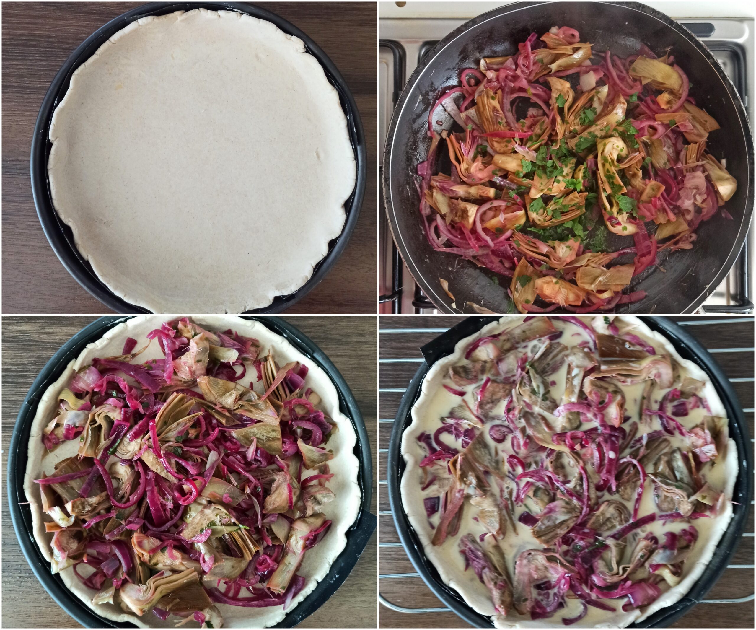 Tarte salée oignons et artichauts sans gluten - La Cassata Celiaca