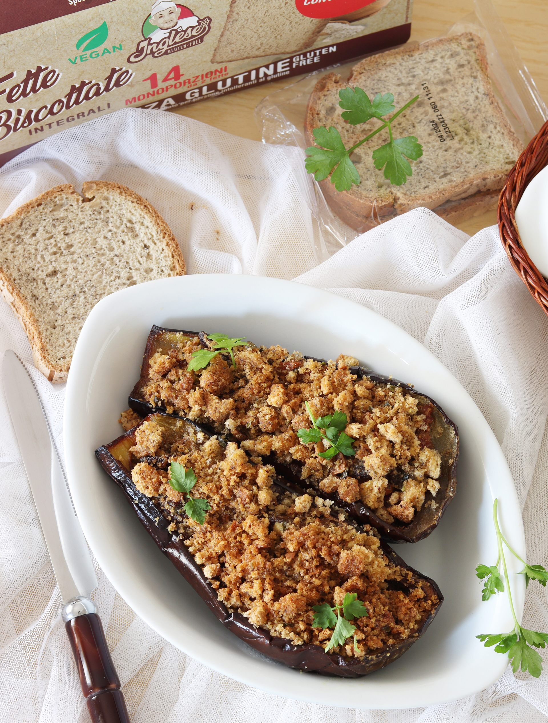 Aubergines farcies au jambon et fromage - La Cassata Celiaca