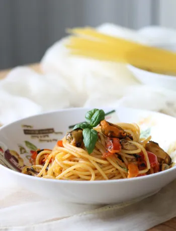 Spaghettis sans gluten avec moules et tomates - La Cassata Celiaca